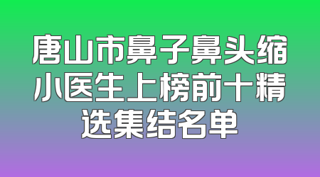 唐山市鼻子鼻头缩小医生上榜前十精选集结名单