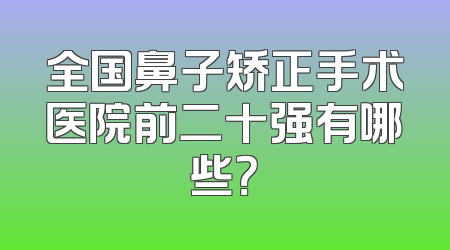 全国鼻子矫正手术医院前二十强有哪些？