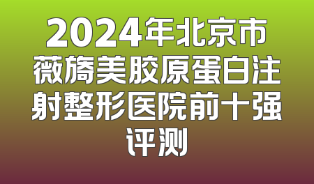 2024年北京市薇旖美胶原蛋白注射整形医院前十强评测