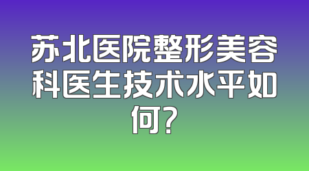 苏北医院整形美容科医生技术水平如何？