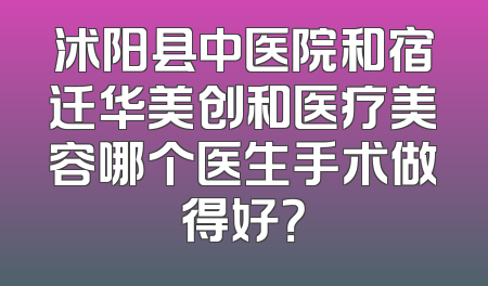 沭阳县中医院和宿迁华美创和医疗美容哪个医生手术做得好？