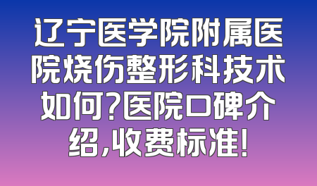 辽宁医学院附属医院烧伤整形科技术如何？医院口碑介绍，收费标准！