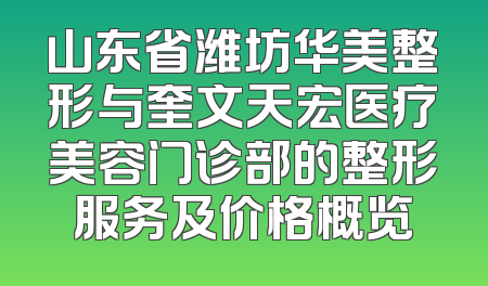 山东省潍坊华美整形与奎文天宏医疗美容门诊部的整形服务及价格概览