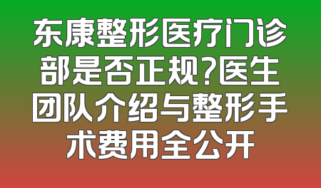 东康整形医疗门诊部是否正规？医生团队介绍与整形手术费用全公开