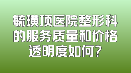 毓璜顶医院整形科的服务质量和价格透明度如何？