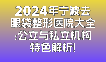 2024年宁波去眼袋整形医院大全：公立与私立机构特色解析！