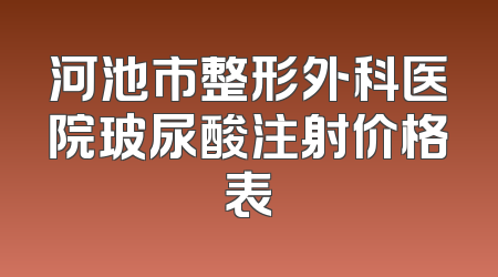 河池市整形外科医院玻尿酸注射价格表