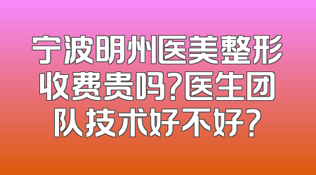 宁波明州医美整形收费贵吗？医生团队技术好不好？