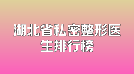 湖北省私密整形医生排行榜