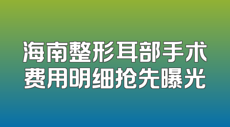 海南整形耳部手术费用明细抢先曝光