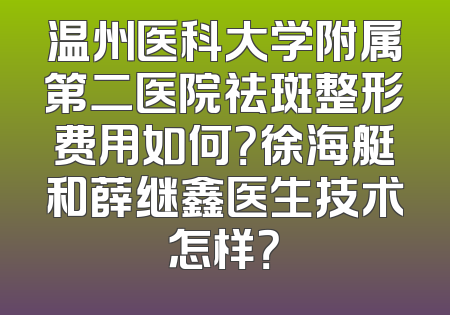 温州医科大学附属第二医院祛斑整形费用如何？徐海艇和薛继鑫医生技术怎样？