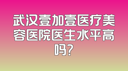 武汉壹加壹医疗美容医院医生水平高吗？