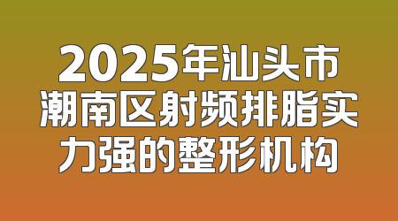 2025年汕头市潮南区射频排脂实力强的整形机构
