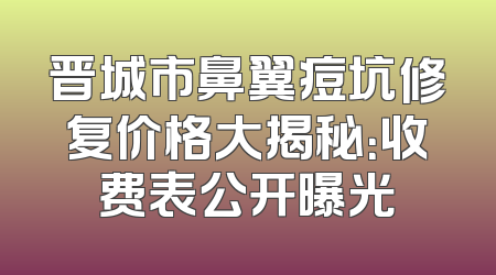 晋城市鼻翼痘坑修复价格大揭秘：收费表公开曝光