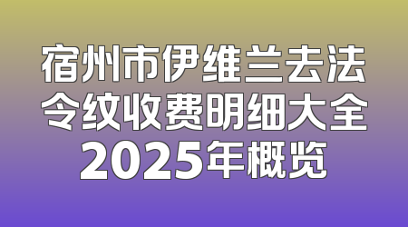 宿州市伊维兰去法令纹收费明细大全2025年概览