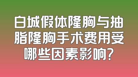 白城假体隆胸与抽脂隆胸手术费用受哪些因素影响？