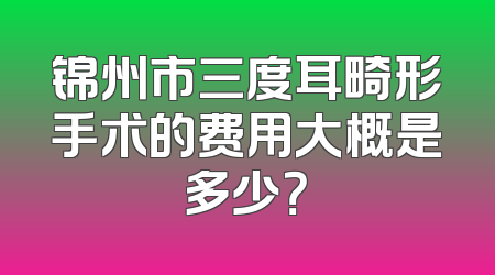 锦州市三度耳畸形手术的费用大概是多少？