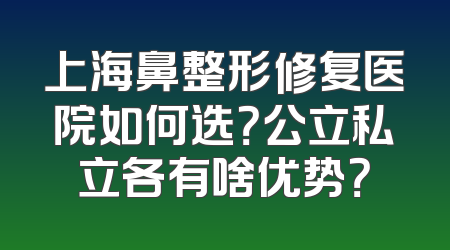 上海鼻整形修复医院如何选？公立私立各有啥优势？
