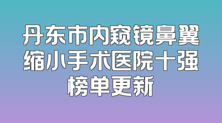 丹东市内窥镜鼻翼缩小手术医院十强榜单更新