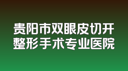 贵阳市双眼皮切开整形手术专业医院