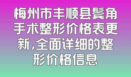 梅州市丰顺县鬓角手术整形价格表更新，全面详细的整形价格信息