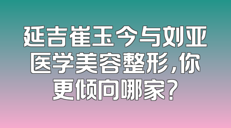 延吉崔玉今与刘亚医学美容整形，你更倾向哪家？