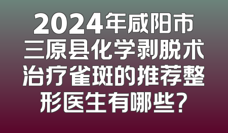 2024年咸阳市三原县化学剥脱术治疗雀斑的推荐整形医生有哪些？