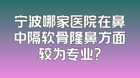 宁波哪家医院在鼻中隔软骨隆鼻方面较为专业？