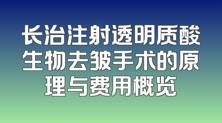长治注射透明质酸生物去皱手术的原理与费用概览
