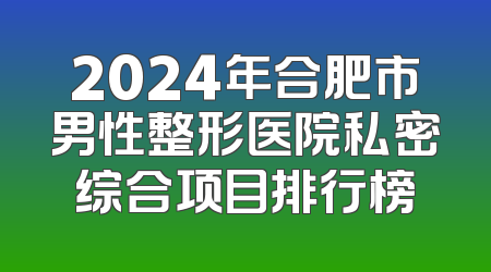 2024年合肥市男性整形医院私密综合项目排行榜