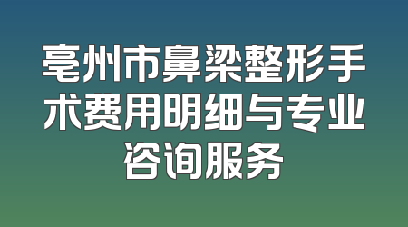 亳州市鼻梁整形手术费用明细与专业咨询服务