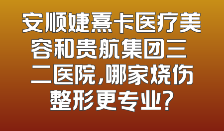 安顺婕熹卡医疗美容和贵航集团三〇二医院，哪家烧伤整形更专业？