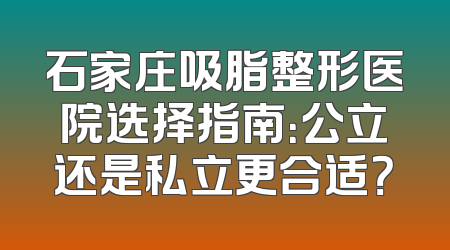 石家庄吸脂整形医院选择指南：公立还是私立更合适？