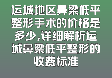运城地区鼻梁低平整形手术的价格是多少，详细解析运城鼻梁低平整形的收费标准