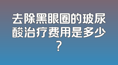 去除黑眼圈的玻尿酸治疗费用是多少？