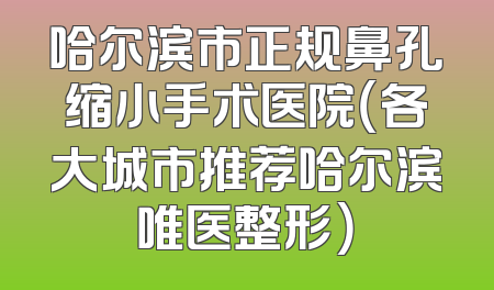 哈尔滨市正规鼻孔缩小手术医院（各大城市推荐哈尔滨唯医整形）