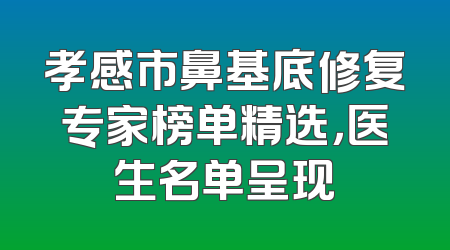 孝感市鼻基底修复专家榜单精选，医生名单呈现