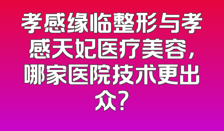 孝感缘临整形与孝感天妃医疗美容，哪家医院技术更出众？