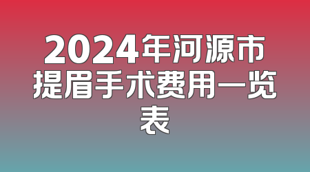 2024年河源市提眉手术费用一览表