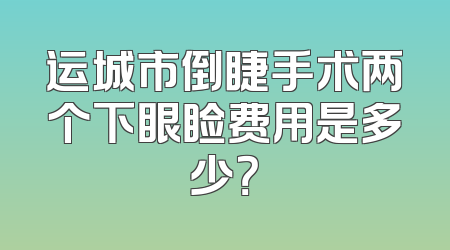 运城市倒睫手术两个下眼睑费用是多少？
