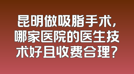 昆明做吸脂手术，哪家医院的医生技术好且收费合理？