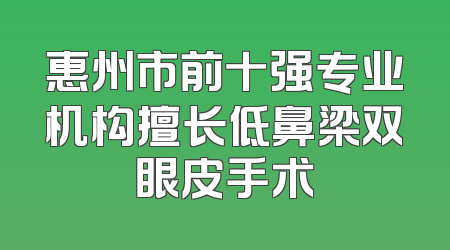 惠州市前十强专业机构擅长低鼻梁双眼皮手术
