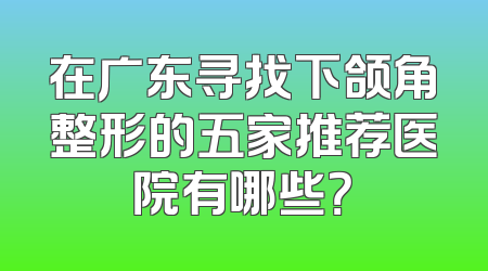 在广东寻找下颌角整形的五家推荐医院有哪些？