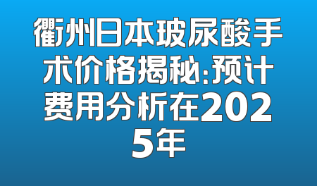 衢州日本玻尿酸手术价格揭秘：预计费用分析在2025年