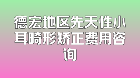 德宏地区先天性小耳畸形矫正费用咨询