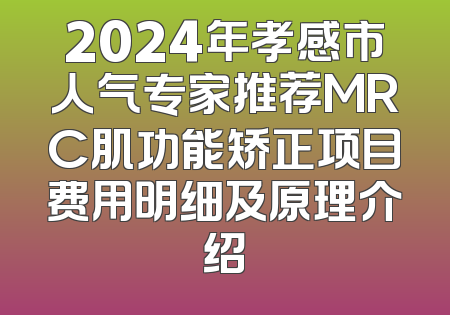 2024年孝感市人气专家推荐MRC肌功能矫正项目费用明细及原理介绍