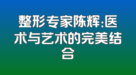 整形专家陈辉：医术与艺术的完美结合