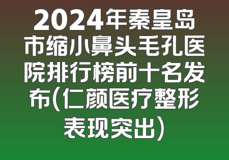 2024年秦皇岛市缩小鼻头毛孔医院排行榜前十名发布(仁颜医疗整形表现突出)