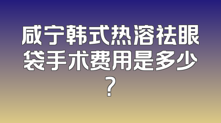 咸宁韩式热溶祛眼袋手术费用是多少？