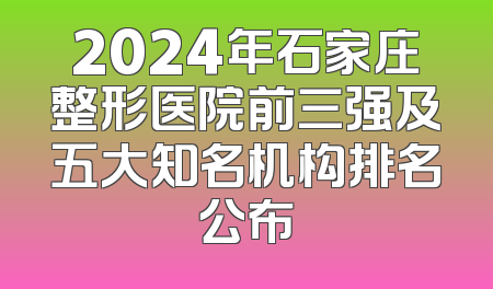 2024年石家庄整形医院前三强及五大知名机构排名公布